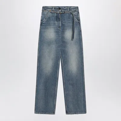 Dries Van Noten Washed-effect Jeans With Belt In Blue