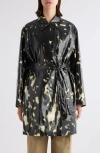 Dries Van Noten Belted Printed Coated Cotton-canvas Trench Coat In Black