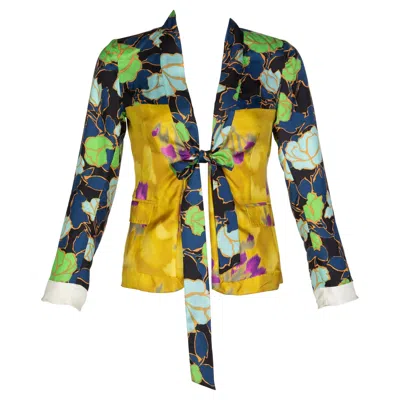 Pre-owned Dries Van Noten Watercolor Floral Silk Jacket Runway, Spring 2008 In Brown