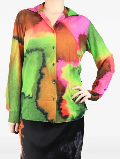 Pre-owned Dries Van Noten Watercolour-print Shirt In Pink