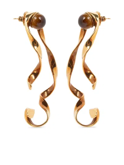 Dries Van Noten Wave Earrings In Gold