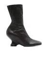 Dries Van Noten Women Black Ankle Boots With Rounded Toe In Leather Woman In Multi