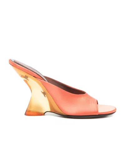 Dries Van Noten Wedge Heel High-heeled Sandals In Orange