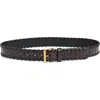 Dries Van Noten Whipstitch Croc Embossed Leather Belt In Brown