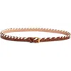 Dries Van Noten Whipstitch Croc Embossed Leather Belt In Gold