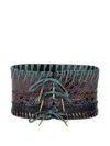 Dries Van Noten Whipstitch-embellished Corset Belt In Blue