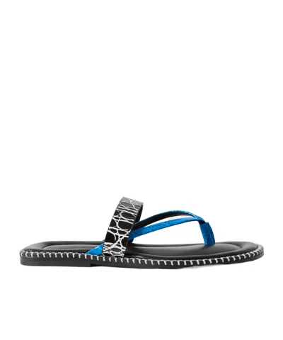 Dries Van Noten Whipstitched Croc-effect Leather Sandals In Black