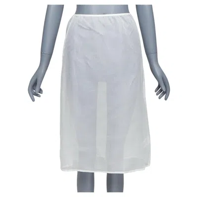Pre-owned Dries Van Noten White 100% Silk Sheer High Waisted Knee Skirt Fr34 Xs