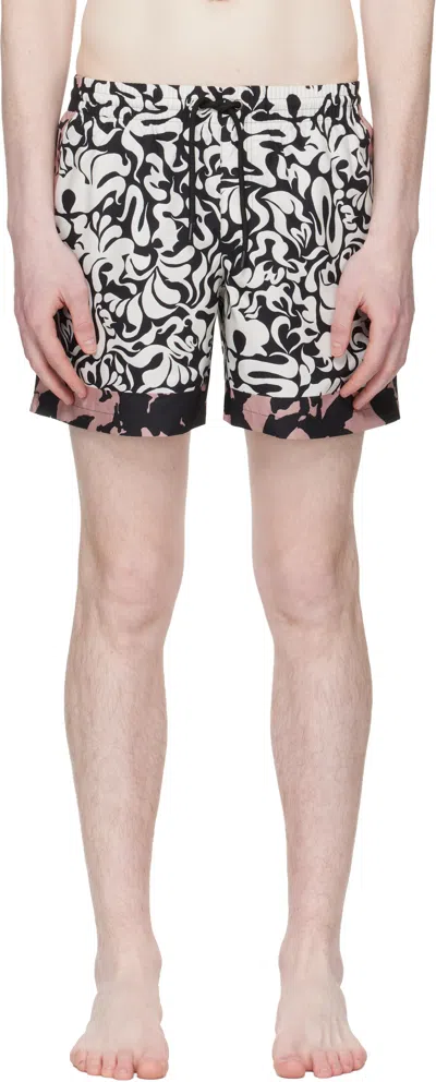 Dries Van Noten White & Black Printed Swim Shorts