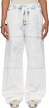Dries Van Noten White & Blue Drawstring Jeans In 514 Light Blue