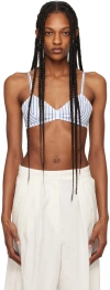 Dries Van Noten White & Blue Striped Bra In 514 Light Blue