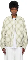 Dries Van Noten White & Gray Duck Canvas Bomber Jacket In Cement 801