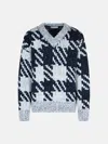 Dries Van Noten White And Navy 'macao' Wool And Alpaca Sweater In White