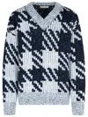 Dries Van Noten Chunky Knit V Neck Sweater With Textured Pattern In White