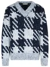 Dries Van Noten Chunky Knit V Neck Sweater With Textured Pattern In Black