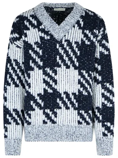DRIES VAN NOTEN DRIES VAN NOTEN WHITE AND NAVY 'MACAO' WOOL AND ALPACA SWEATER