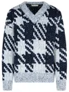 Dries Van Noten Chunky Knit V Neck Sweater With Textured Pattern In Gray