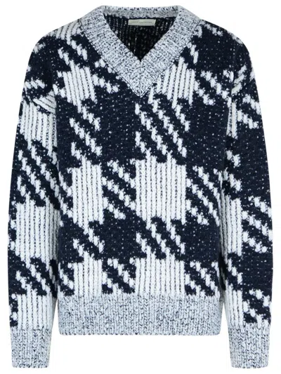 DRIES VAN NOTEN WHITE AND NAVY 'MACAO' WOOL AND ALPACA SWEATER
