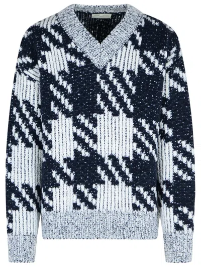 DRIES VAN NOTEN DRIES VAN NOTEN WHITE AND NAVY 'MACAO' WOOL AND ALPACA SWEATER MEN