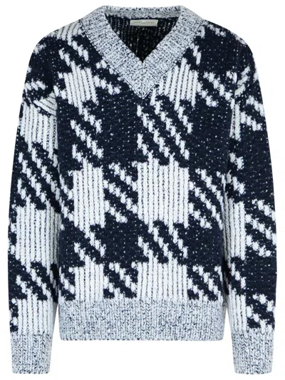 DRIES VAN NOTEN WHITE AND NAVY MACAO WOOL AND ALPACA SWEATER