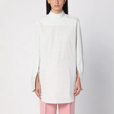 DRIES VAN NOTEN DRIES VAN NOTEN WHITE CHECKED POPELINE TURTLENECK SHIRT