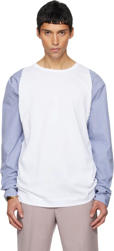 DRIES VAN NOTEN WHITE CONTRAST SLEEVES T-SHIRT