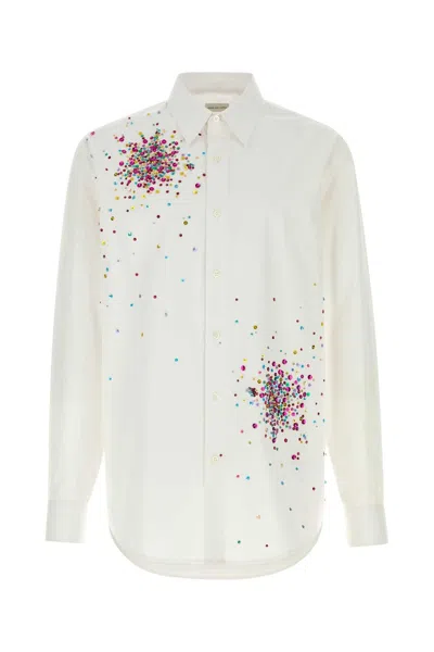 Dries Van Noten Caper Cotton Shirt Long Sleeves Embellishments In Neutral