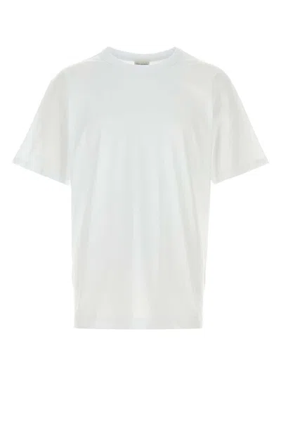Dries Van Noten Heer Cotton Crew Neck Short Sleeve T Shirt In White