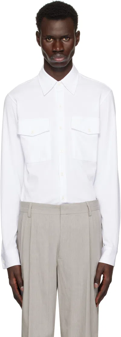 Dries Van Noten White Cotton Jersey Shirt In 1 White