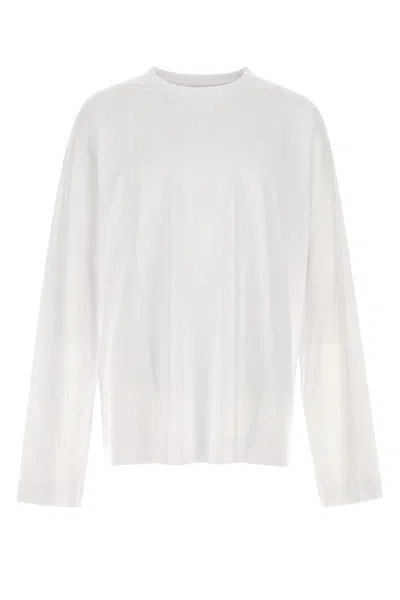 Dries Van Noten White Mock Neck Long Sleeve T-shirt In 1 White
