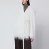 Dries Van Noten Fringed Jacket With Waist Tie And Long Sleeves In White