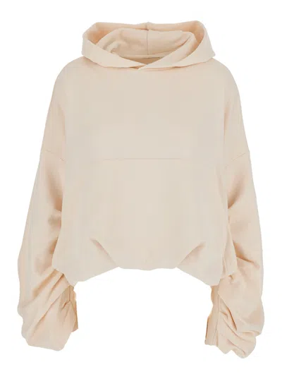 Dries Van Noten White Hoodie With Puffed Sleeve In Cotton Woman