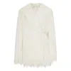 Dries Van Noten Fringed Jacket With Waist Tie And Long Sleeves In White