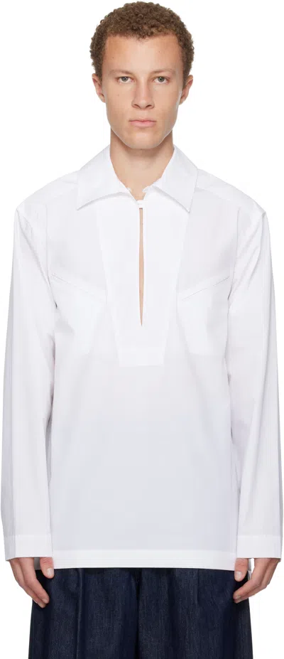 Dries Van Noten White Keyhole Shirt In Red