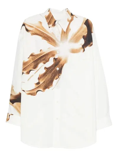 Dries Van Noten White Long Sleeves Printed Shirt