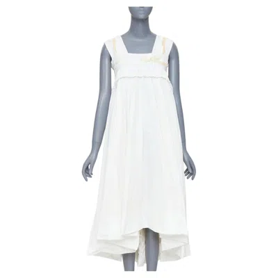Pre-owned Dries Van Noten White Mixed Fabric Yellow Sequin Mou Mou Midi Dress Fr36 S