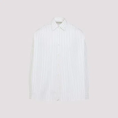 DRIES VAN NOTEN WHITE NAVY BLUE STRIPED SHIRT