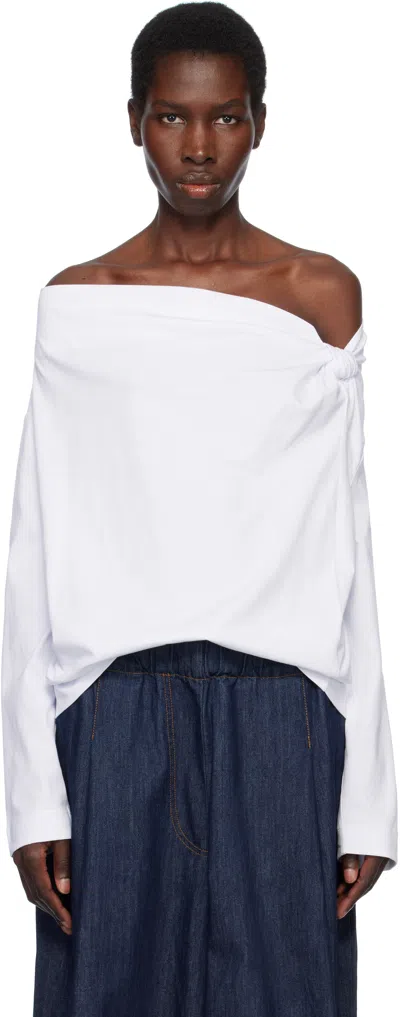 Dries Van Noten White Off-shoulder Top In 001 White