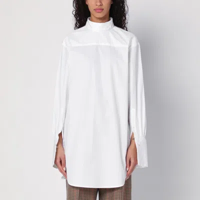 Dries Van Noten White Popeline Turtleneck Shirt