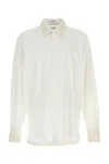 Dries Van Noten Long Sleeve Poplin Shirt With Embellished Collar In White
