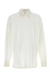 Dries Van Noten Long Sleeve Poplin Shirt With Embellished Collar In White