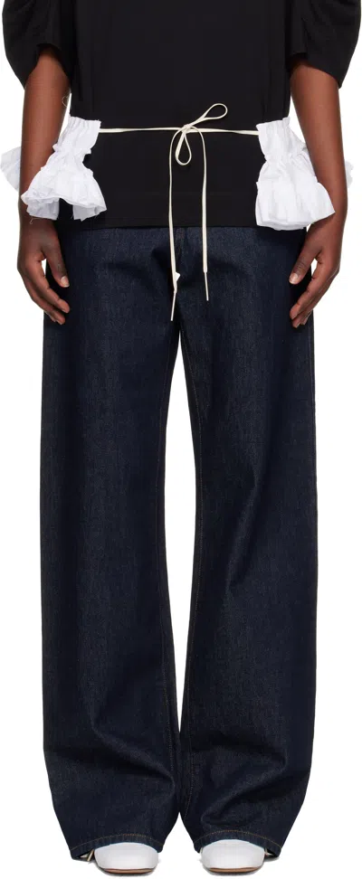 Dries Van Noten White Ruffled Cotton Waist Belt