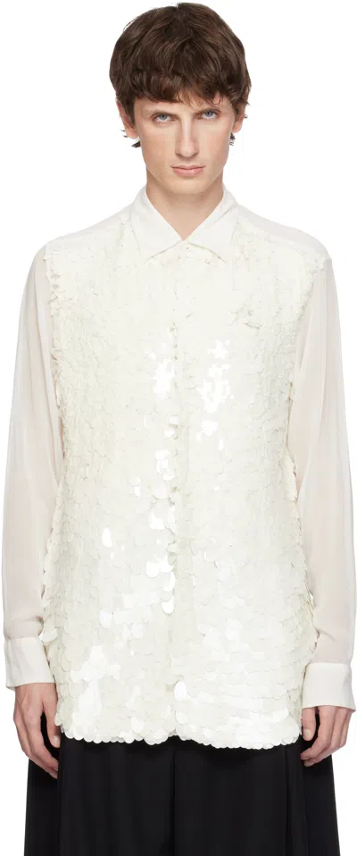 DRIES VAN NOTEN WHITE SEQUINNED SHIRT
