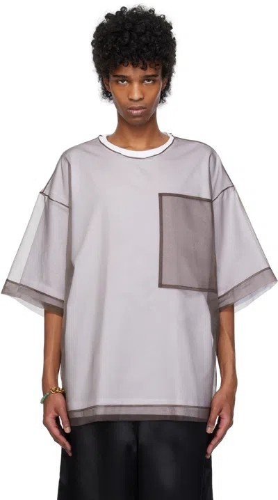 Dries Van Noten Layered Cotton Blend T-shirt With Sheer Overlay In White