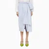 DRIES VAN NOTEN DRIES VAN NOTEN WHITE STRIPED BLUE COTTON MIDI SKIRT