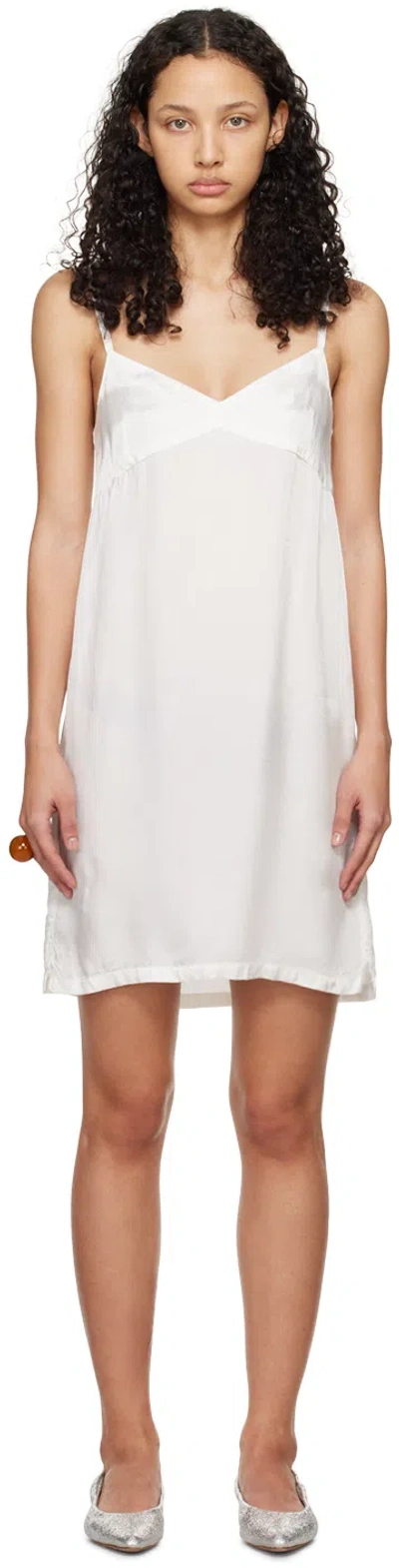 Dries Van Noten White V-neck Minidress In 008 Off White