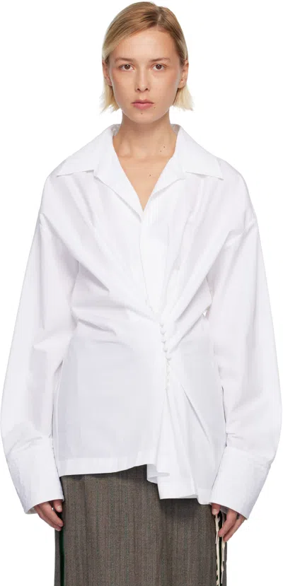 DRIES VAN NOTEN WHITE V-NECK SHIRT