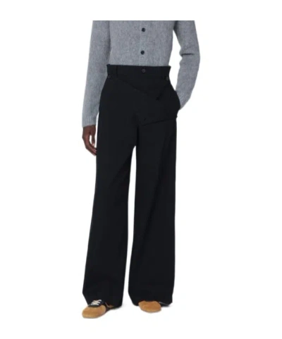 Dries Van Noten Wide Black Cotton Trousers