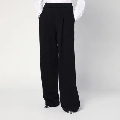 Dries Van Noten Wide Black Cotton Trousers Women