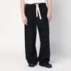 Dries Van Noten Wide Leg Wool Pant With Elastic Waistband In Black